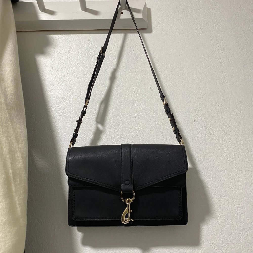 Rebecca minkoff black hudson moto bag in large